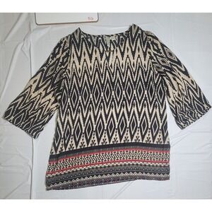 Womens‎ Tacera blouse.  Black/Tan/Red.  3/4 sleeve  .  Size Extra Large.